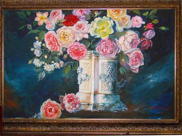 My Kitchen Roses oil painting, 2004 