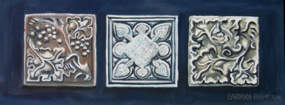 Three plaster plaques details.